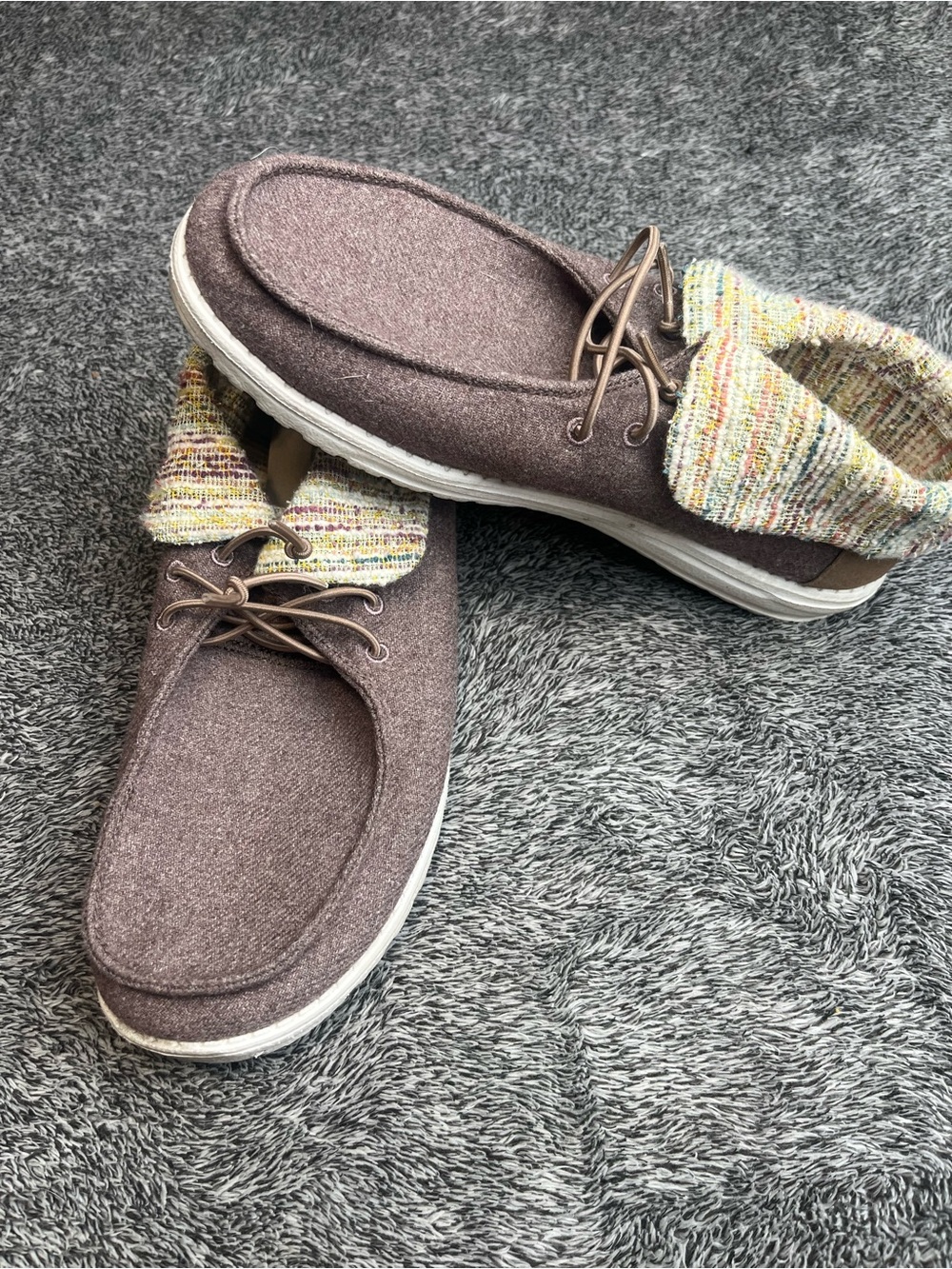 Hey Dude Wendy Fold Baja Brown Wool Slip-On Shoes Women's 9